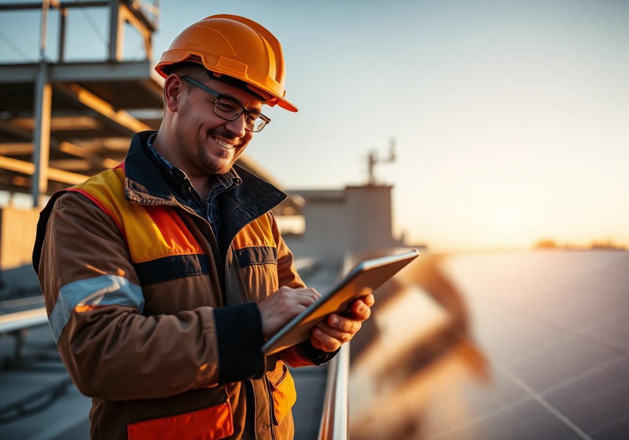 Activsolar engineer on site with a tablet